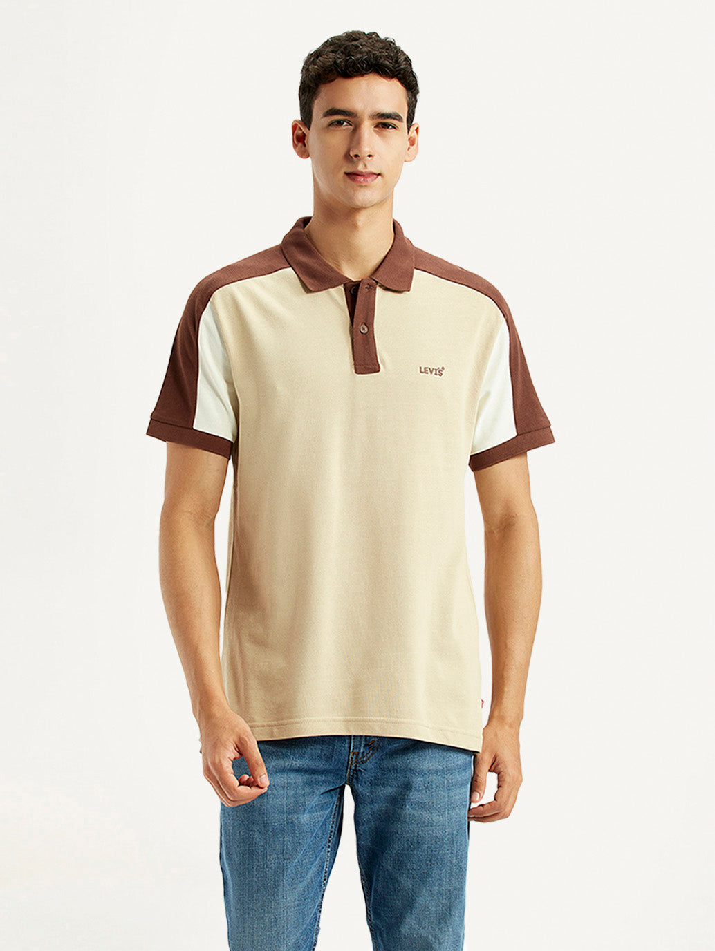 Men's Colorblock Multi Color Slim Fit Polo T-shirt - Front View