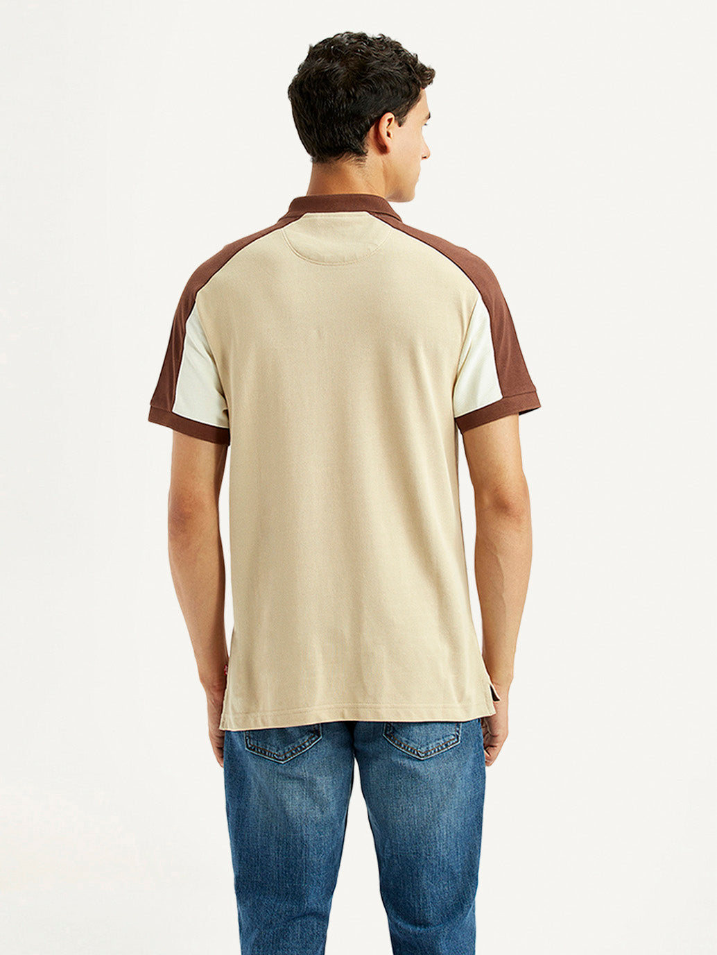 Men's Colorblock Multi Color Slim Fit Polo T-shirt - Back View