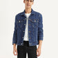 Men's Solid Blue Spread Collar Denim Jacket - Styleshot View