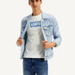 Men's Solid Blue Spread Collar Denim Jacket - Styleshot View