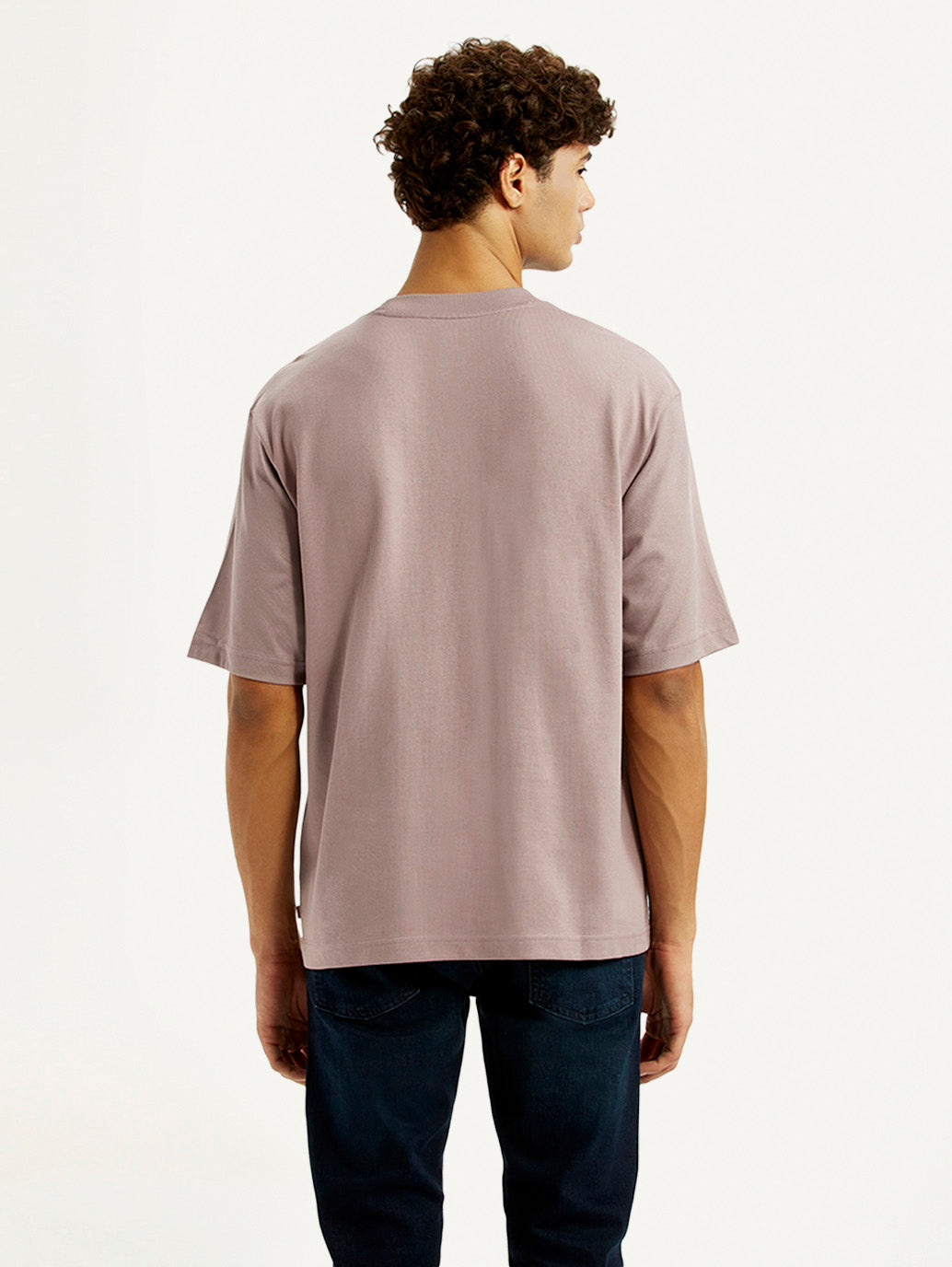Men's Brand Logo Mauve Loose Fit T-shirt - Back View