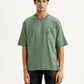 Men's Brand Logo Green Loose Fit T-shirt - Front View