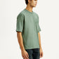 Men's Brand Logo Green Loose Fit T-shirt - Side View