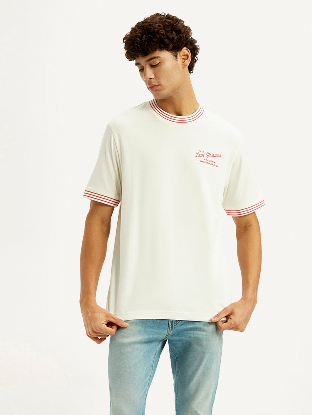 Men's Typography Off White Crew Neck T-shirt - Styleshot View