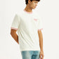 Men's Typography Off White Crew Neck T-shirt - Side View