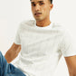 Men's Striped White Crew Neck T-shirt - Elevated View