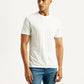 Men's Striped White Crew Neck T-shirt - Front View