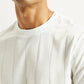 Men's Striped White Crew Neck T-shirt - Detail View