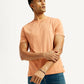 Men's Striped Peach Crew Neck T-shirt - Elevated View