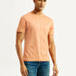 Men's Striped Peach Crew Neck T-shirt - Styleshot View