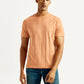 Men's Striped Peach Crew Neck T-shirt - Front View