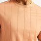 Men's Striped Peach Crew Neck T-shirt - Detail View