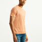 Men's Striped Peach Crew Neck T-shirt - Side View