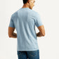 Men's Striped Light Blue Crew Neck T-shirt - Back View