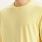 Men's Solid Overdyed Yellow Crew Neck T-shirt - Detail View