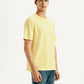 Men's Solid Overdyed Yellow Crew Neck T-shirt - Side View