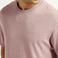 Men's Overdyed Solid Mauve Crew Neck T-shirt - Detail View