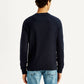 Men's Solid Navy Blue Crew Neck Sweatshirt - Back View