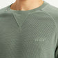 Men's Solid Green Crew Neck Sweatshirt - Detail View