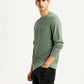 Men's Solid Green Crew Neck Sweatshirt - Side View