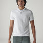 Men's Self Design White Polo T-shirt - Front View