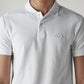 Men's Self Design White Polo T-shirt - Detail View