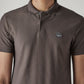 Men's Self Design Brown Polo T-shirt - Detail View