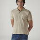 Men's Solid Beige Polo T-shirt - Front View