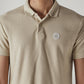 Men's Solid Beige Polo T-shirt - Detail View