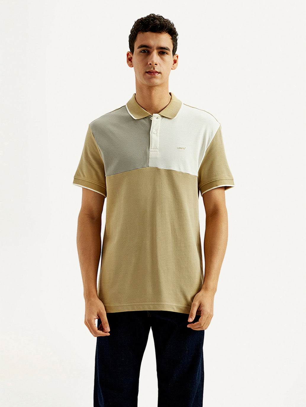 Men's Colorblock Slim Fit Polo T-shirt - Front View