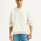 Men's Knitted Off White Hooded Sweatshirt - Front View