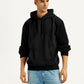 Men's Knitted Black Hooded Sweatshirt - Front View