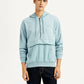 Men's Solid Blue Hooded Sweatshirt - Front View