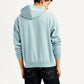 Men's Solid Blue Hooded Sweatshirt - Back View