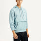 Men's Solid Blue Hooded Sweatshirt - Side View