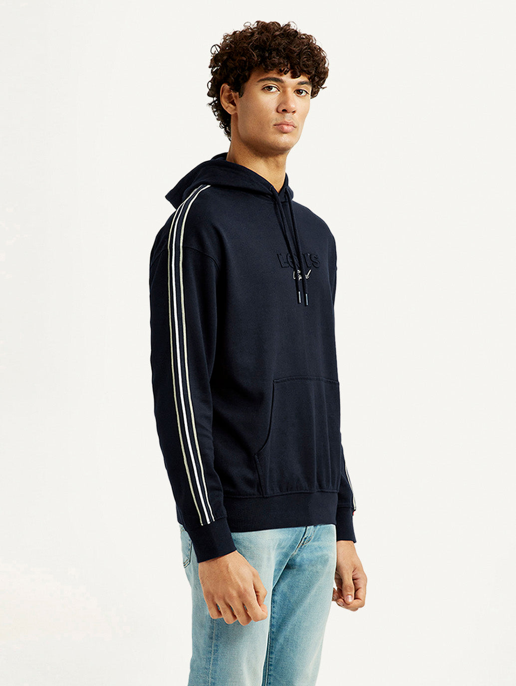 Men's Graphic Black Hooded Sweatshirt - Side View