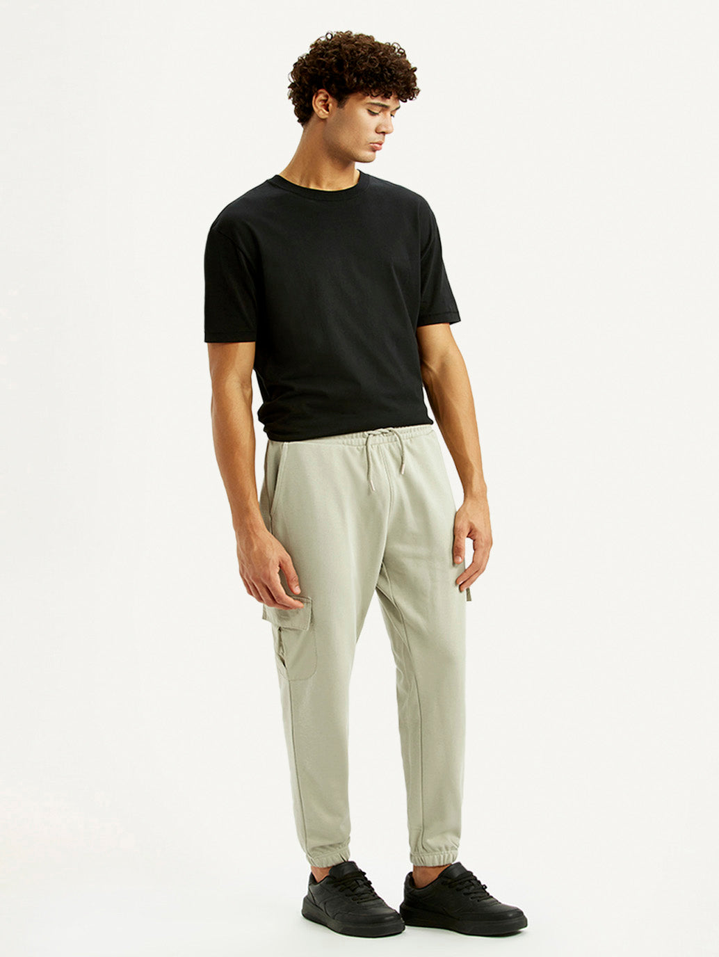 Men's Beige Solid Joggers