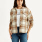 Women's Plaid Light Brown Slim Fit Shirt - Styleshot View