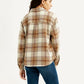 Women's Plaid Light Brown Slim Fit Shirt - Back View