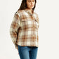 Women's Plaid Light Brown Slim Fit Shirt - Side View