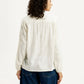 Women's Self Design Off White Mandarin Collar Top - Back View
