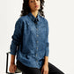 Women's Washed Relaxed Fit Denim Shirt - Styleshot View
