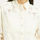 Women's Embroidered Cream Spread Collar Shirt - Detail View