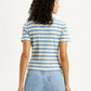 Women's Striped Light Blue Scoop Neck Top - Back View