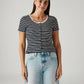 Women's Striped Navy Slim Fit T-shirt - Front View