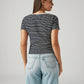 Women's Striped Navy Slim Fit T-shirt - Back View