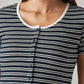 Women's Striped Navy Slim Fit T-shirt - Detail View