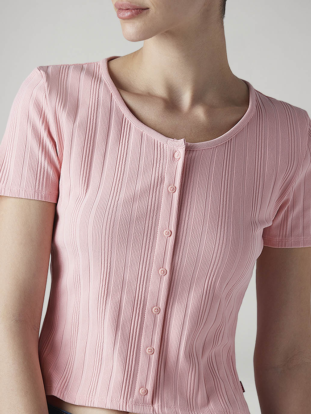 Women's Self Design Pink Round Neck Top - 20 View