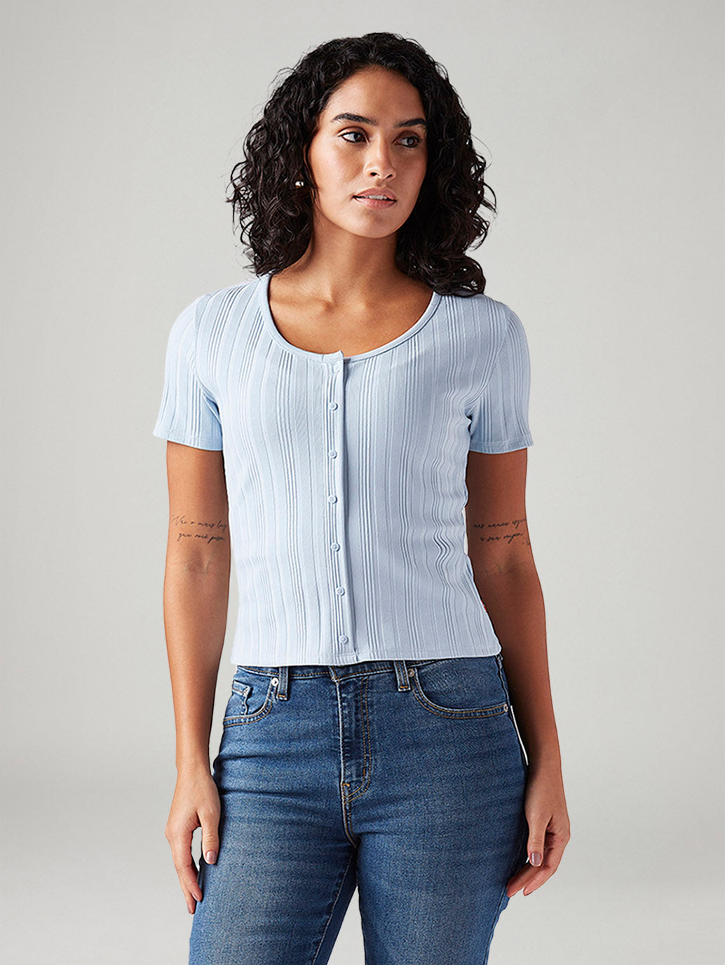 Women's Textured Slim Fit T-Shirt - Front View