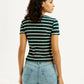 Women's Striped Dark Green Scoop Neck Top - Back View